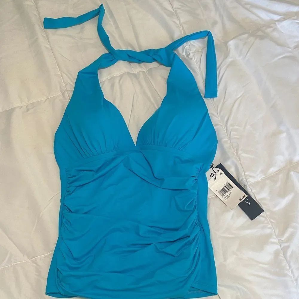 La Blanca Turquoise Halter Bikini Top